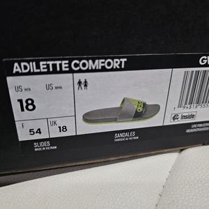 Adidas Adilette Comfort Slides in Grey Men's size 18 Sandals Men